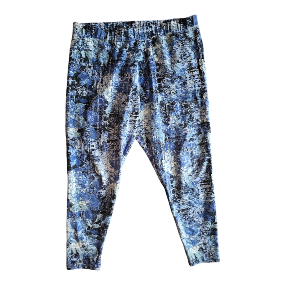 Soft Surroundings Cropped Leggings Blue Abstract Print Pants